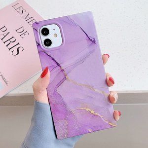 iPhone 12 Pro Max Case Square Shape Marble Purple